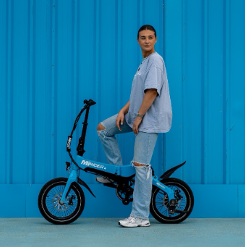 MiRiDER 16 Folding Electric Bike in Azure Blue-2